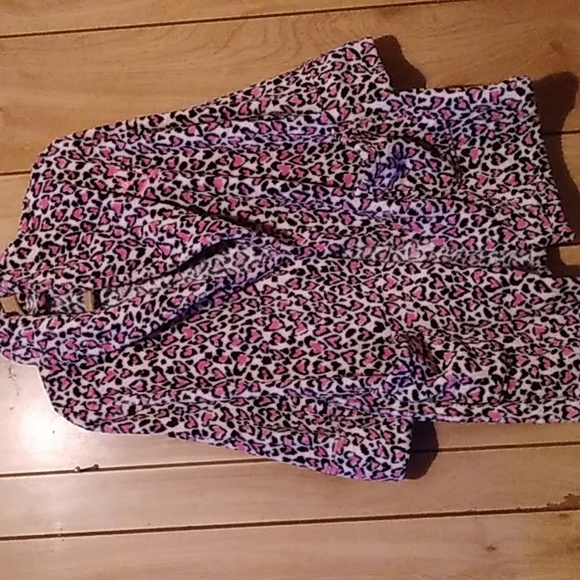 Victoria Secret PINK heart fleece robe with belt #pockets - Picture 5 of 8